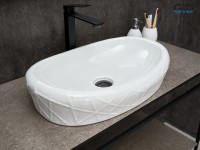 Накладная раковина GID Creativo 777s 60 глянцевая белая, овальная, фаянс