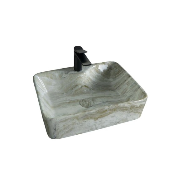 Накладная раковина GID Geometrico Mnc605 48 под глянцевый камень, прямоугольная, фаянс, с 1 отверстием под смеситель