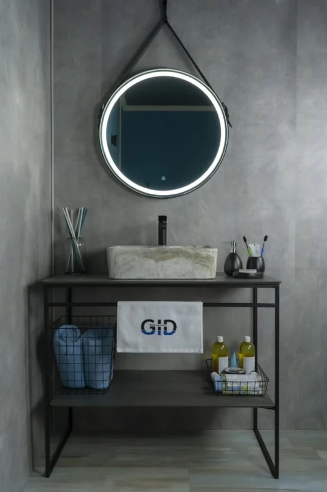 Накладная раковина GID Geometrico Mnc605 48 под глянцевый камень, прямоугольная, фаянс, с 1 отверстием под смеситель
