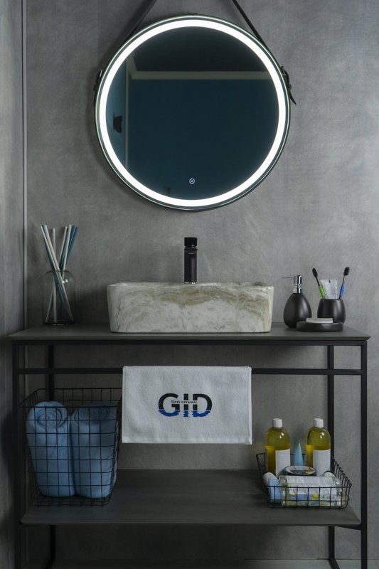 Накладная раковина GID Geometrico Mnc605 48 под глянцевый камень, прямоугольная, фаянс, с 1 отверстием под смеситель