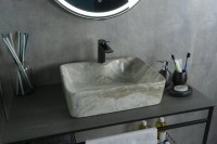 Накладная раковина GID Geometrico Mnc605 48 под глянцевый камень, прямоугольная, фаянс, с 1 отверстием под смеситель