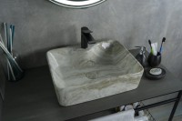 Накладная раковина GID Geometrico Mnc605 48 под глянцевый камень, прямоугольная, фаянс, с 1 отверстием под смеситель