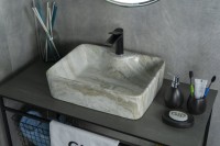 Накладная раковина GID Geometrico Mnc605 48 под глянцевый камень, прямоугольная, фаянс, с 1 отверстием под смеситель