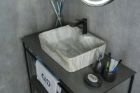 Накладная раковина GID Geometrico Mnc605 48 под глянцевый камень, прямоугольная, фаянс, с 1 отверстием под смеситель