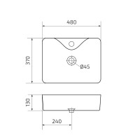 Накладная раковина GID Geometrico Mnc605 48 под глянцевый камень, прямоугольная, фаянс, с 1 отверстием под смеситель