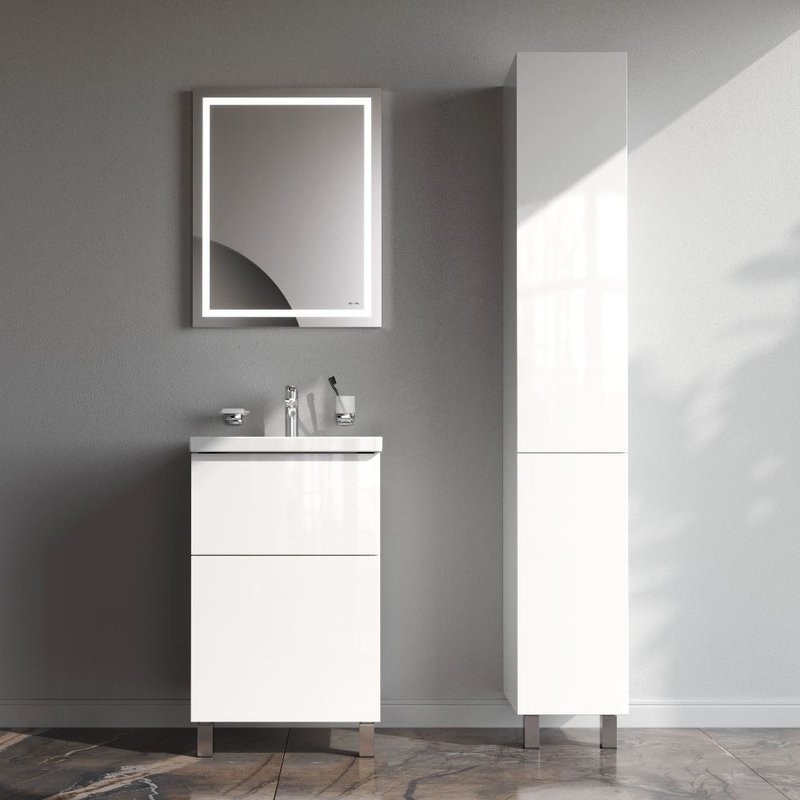 Тумба с раковиной AM.PM Gem 50 напольная, 2 ящика, белый глянец