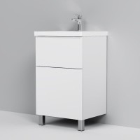 Тумба с раковиной AM.PM Gem 50 напольная, 2 ящика, белый глянец