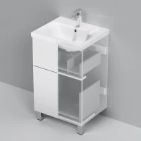 Тумба с раковиной AM.PM Gem 50 напольная, 2 ящика, белый глянец