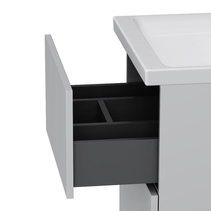 Тумба с раковиной AM.PM Gem 50 напольная, 2 ящика, белый глянец