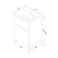 Тумба с раковиной AM.PM Gem 50 напольная, 2 ящика, белый глянец