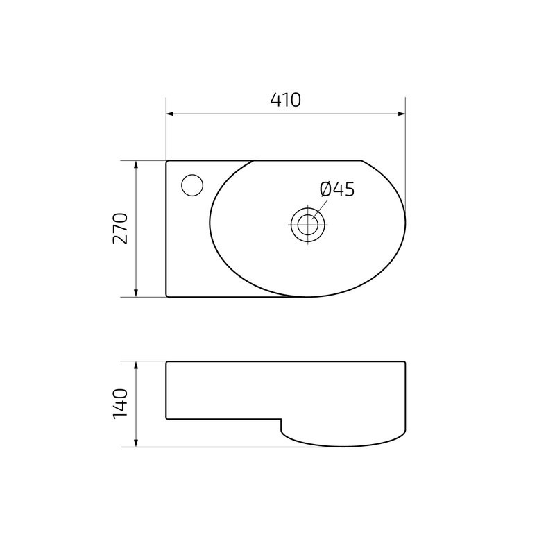 Раковина маленькая в туалет GID Suspendido N9273R 41 глянцевая белая, фаянс