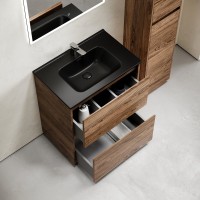 Тумба с раковиной Sancos Libra Floor 60 дуб чарльстон, черная раковина CN7001MB