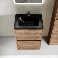 Тумба с раковиной Sancos Libra Floor 60 дуб чарльстон, черная раковина CN7001MB