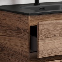 Тумба с раковиной Sancos Libra Floor 60 дуб чарльстон, черная раковина CN7001MB