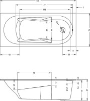 Акриловая ванна Riho Bathtubs Lazy 170x75 см, левая, пристенная, eurowhite, на ножках, со сливом-переливом