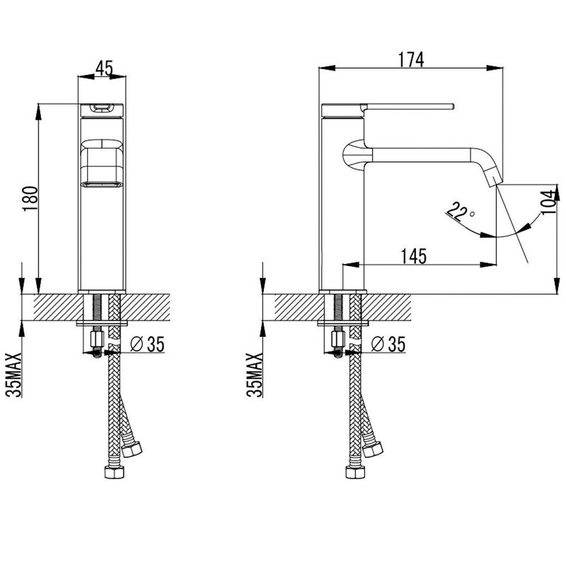 Смеситель для раковины матовый черный, AQUAme Asti AQM6410MB
