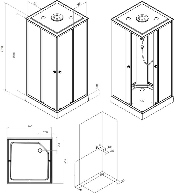 Душевая кабина AM.PM X-Joy Square W94C-403-090MT 90х90 см, матовый хром