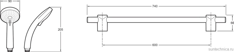 Душевой комплект Смеситель Jacob Delafon Cuff E45532-CP + Гарнитур Citrus E12907-CP