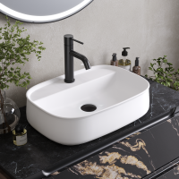 Накладная раковина Cezares 55 глянцевая белая, прямоугольная, фаянс, с 1 отверстием под смеситель