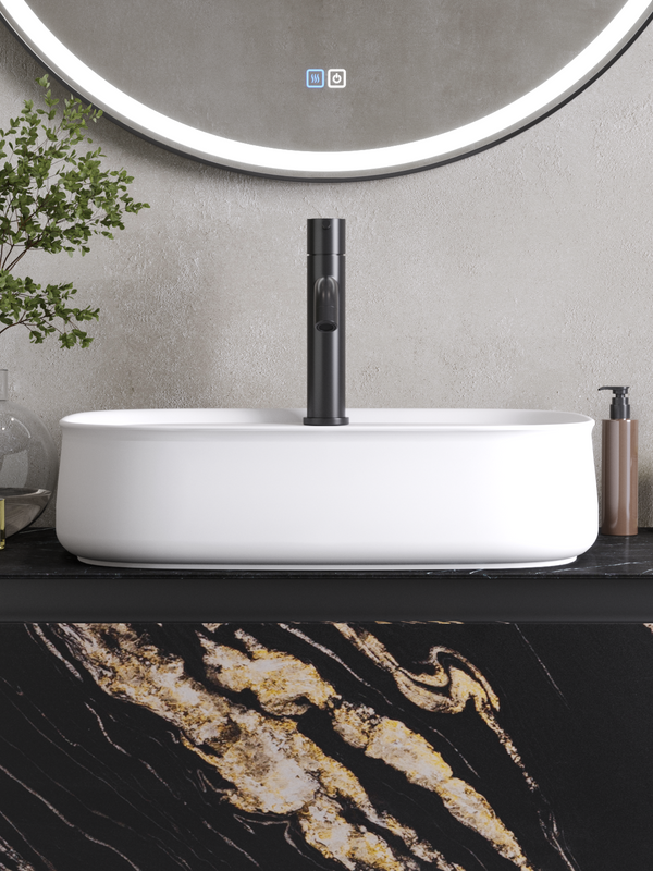 Накладная раковина Cezares 55 глянцевая белая, прямоугольная, фаянс, с 1 отверстием под смеситель