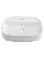 Накладная раковина Cezares 55 глянцевая белая, прямоугольная, фаянс, с 1 отверстием под смеситель