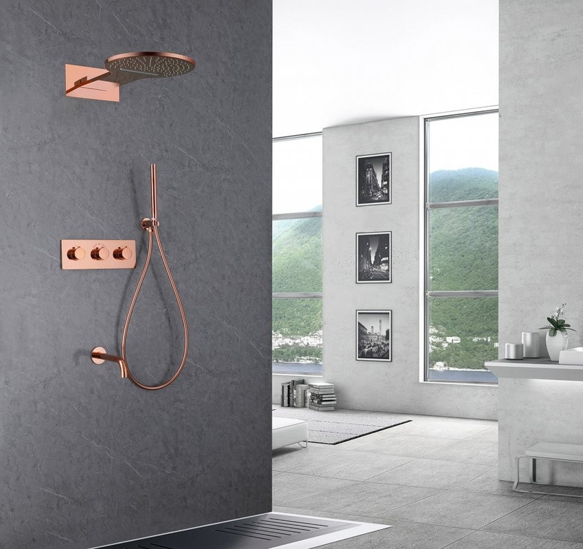 Душевой комплект Abber Wasser Kreis AF8150RG С ВНУТРЕННЕЙ ЧАСТЬЮ, розовое золото