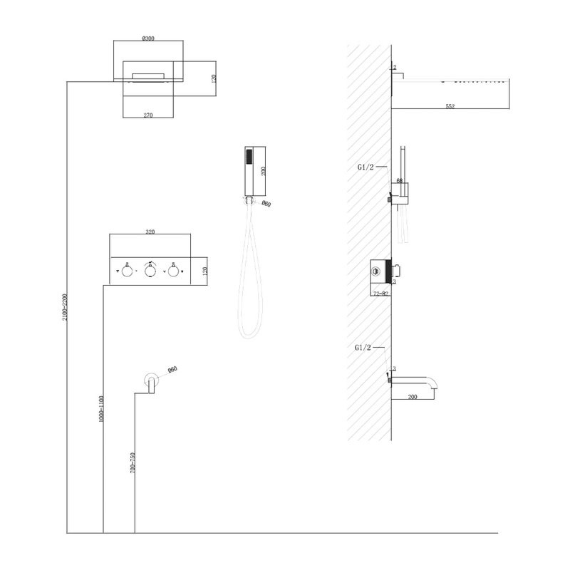 Душевой комплект Abber Wasser Kreis AF8150RG С ВНУТРЕННЕЙ ЧАСТЬЮ, розовое золото