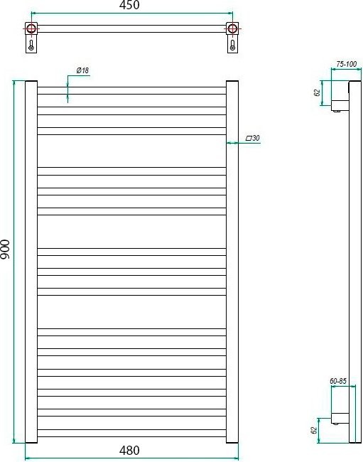 Полотенцесушитель электрический Grota Classic 48x90