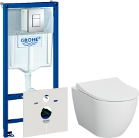 Комплект Унитаз подвесной VitrA Mia Round SmoothFlush 7510B003-0075 безободковый + Крышка 801-003-019 с микролифтом + Инсталляция Grohe Rapid SL 38775001 4 в 1 с кнопкой смыва