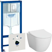 Комплект Унитаз подвесной VitrA Mia Round SmoothFlush 7510B003-0075 безободковый + Крышка 801-003-019 с микролифтом + Инсталляция Grohe Rapid SL 38775001 4 в 1 с кнопкой смыва