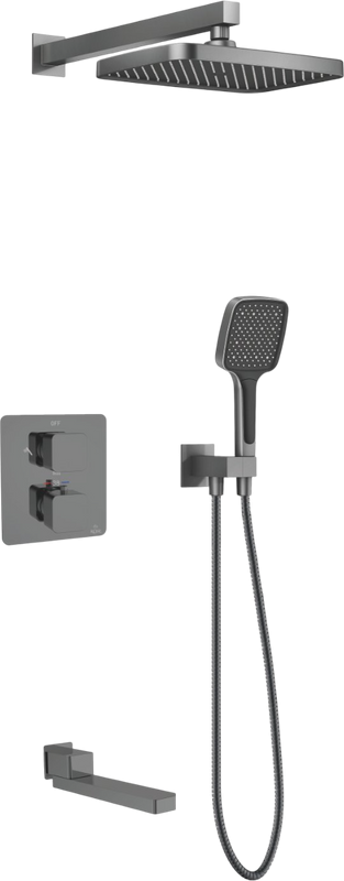 Душевой комплект Rose R1595T С ВНУТРЕННЕЙ ЧАСТЬЮ, пепельный