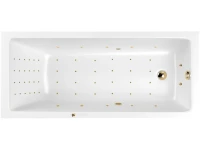 Акриловая ванна WHITECROSS Wave Slim Nano 180x80 см, встраиваемая, с гидромассажем, белый глянец, с каркасом, со сливом-переливом, фурнитура золото
