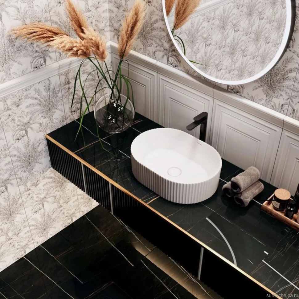 Накладная раковина KERAMA MARAZZI Vento 51 матовая белая, овальная, фаянс