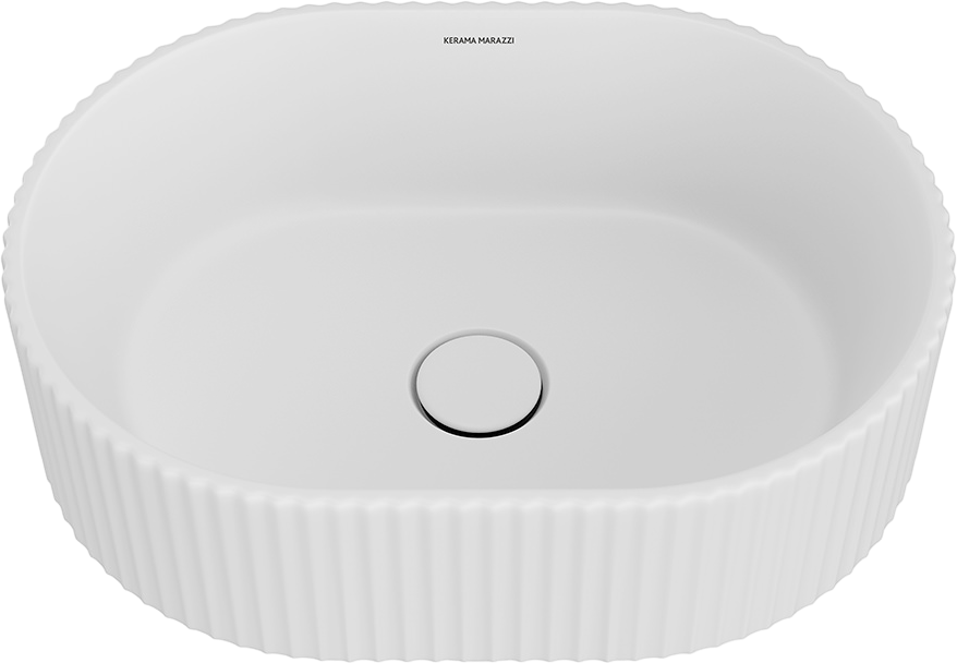 Накладная раковина KERAMA MARAZZI Vento 51 матовая белая, овальная, фаянс