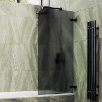 Шторка на ванну Maybahglass MGV-649-6 40 см, профиль черный, стекло графит матовое