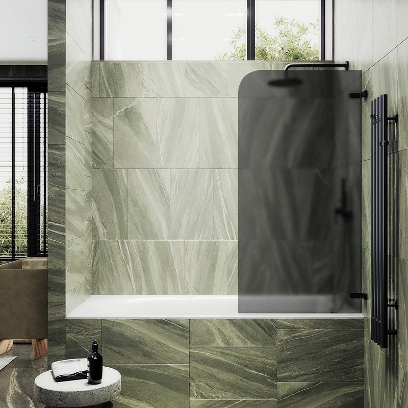 Шторка на ванну Maybahglass MGV-649-6 40 см, профиль черный, стекло графит матовое