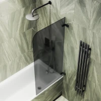 Шторка на ванну Maybahglass MGV-649-6 40 см, профиль черный, стекло графит матовое