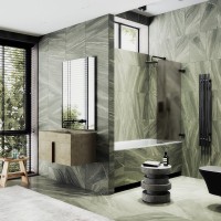 Шторка на ванну Maybahglass MGV-649-6 40 см, профиль черный, стекло графит матовое