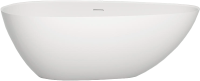 Ванна из искусственного камня Salini Paola In S-Stone 160x75 см, отдельностоящая, матовая белая, овальная, со сливом-переливом, с донным клапаном