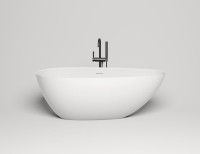 Ванна из искусственного камня Salini Paola In S-Stone 160x75 см, отдельностоящая, матовая белая, овальная, со сливом-переливом, с донным клапаном