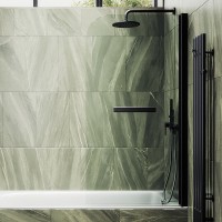 Шторка на ванну Maybahglass MGV-782-6 70x140, профиль черный, стекло прозрачное