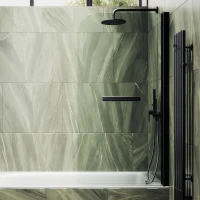 Шторка на ванну Maybahglass MGV-782-6 70x140, профиль черный, стекло прозрачное