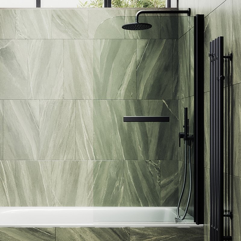 Шторка на ванну Maybahglass MGV-782-6 70x140, профиль черный, стекло прозрачное