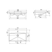 Тумба с раковиной Belux Киото Н 70 напольная, 2 ящика, белая