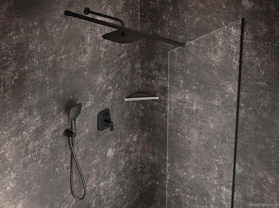 Шланговое подключение Ravak Chrome 706.20 с держателем для душа, черный