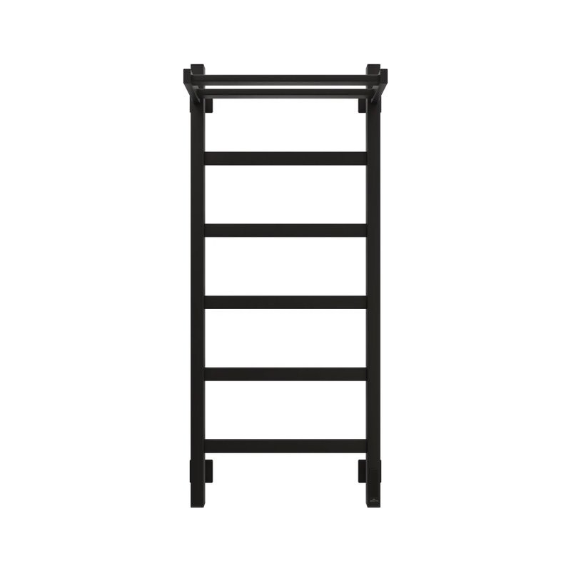 Полотенцесушитель электрический Grota Lore 430х1000 RAL9005 EL 100x45 см, подключение справа, слева, скрытое подключение справа, матовый черный, лесенка, из стали, с полкой