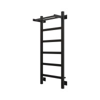 Полотенцесушитель электрический Grota Lore 430х1000 RAL9005 EL 100x45 см, подключение справа, слева, скрытое подключение справа, матовый черный, лесенка, из стали, с полкой