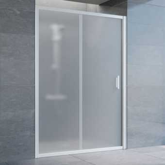 Душевая дверь в нишу Vegas Glass ZP 135 01 10 профиль белый, стекло сатин