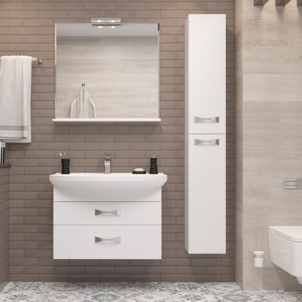 Шкаф-пенал для ванной AQUATON Адель 30 глянцевый белый