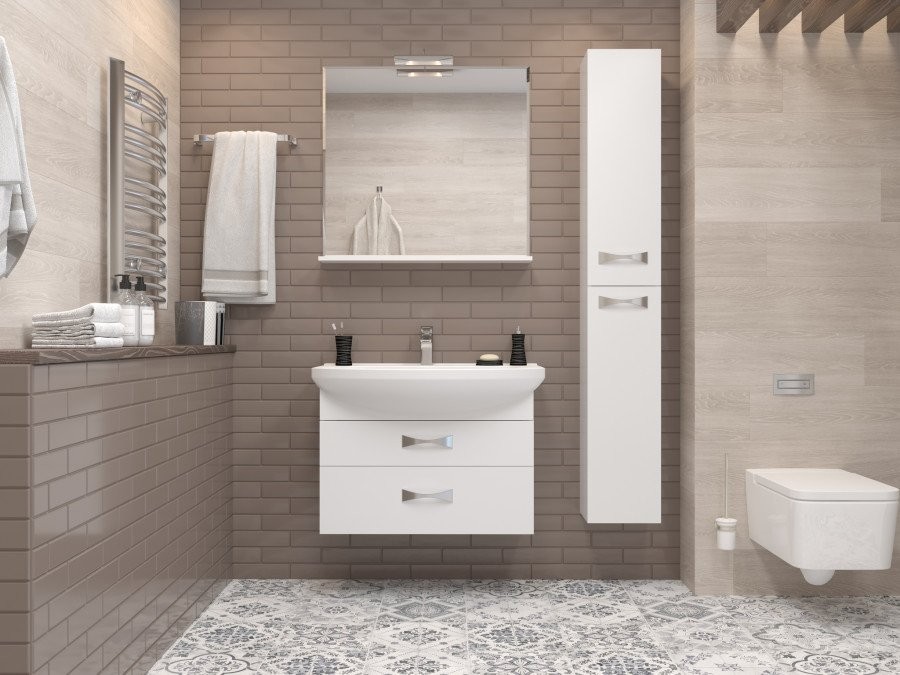 Шкаф-пенал для ванной AQUATON Адель 30 глянцевый белый